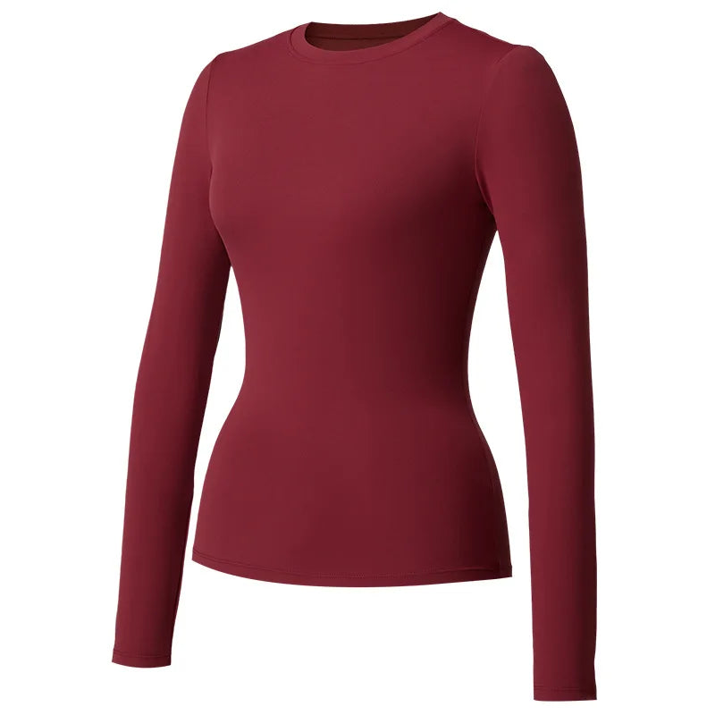 Custom LOGO Women's Naked Yoga Suit Long Sleeve T-Shirt Elastic Quick Drying Slim Fit Belly Running Fitness Top