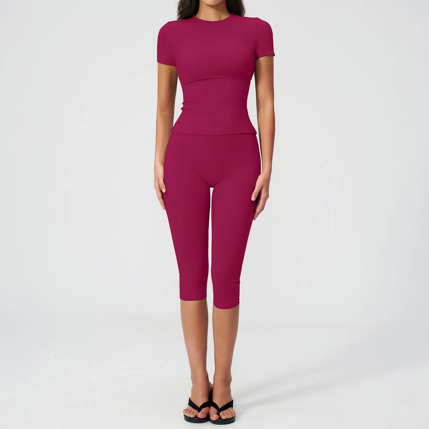 Custom LOGO women's breathable tight yoga clothes high waist quick-drying fitness clothes seven-point pants sports two-piece set
