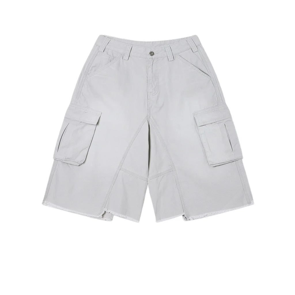 Custom LOGO men's 310G heavy 100% cotton summer American street multi-pocket retro washed old loose tooling seven-point shorts