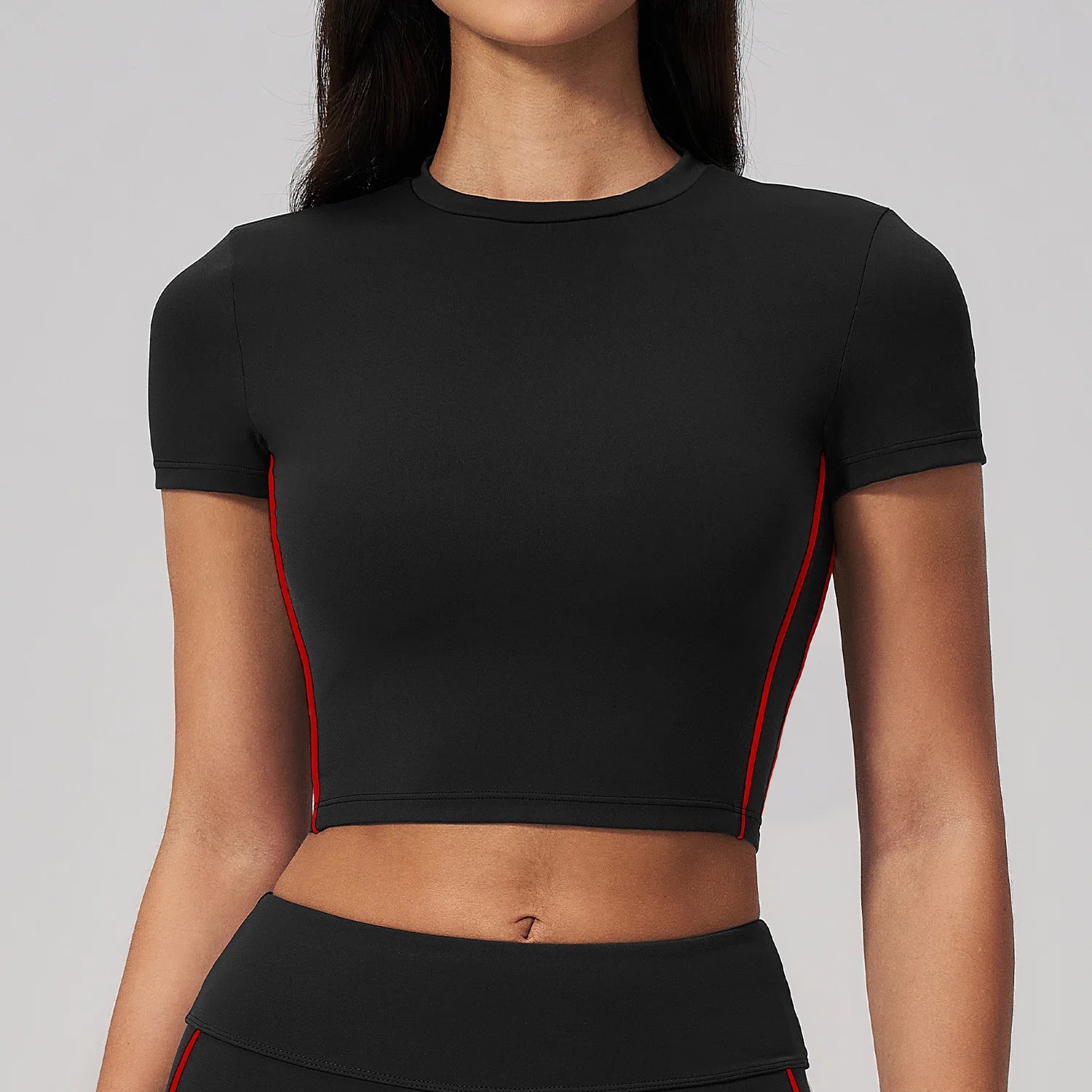 Custom LOGO women's summer Pilates fitness short tight yoga T-shirt sports quick-drying short-sleeved top